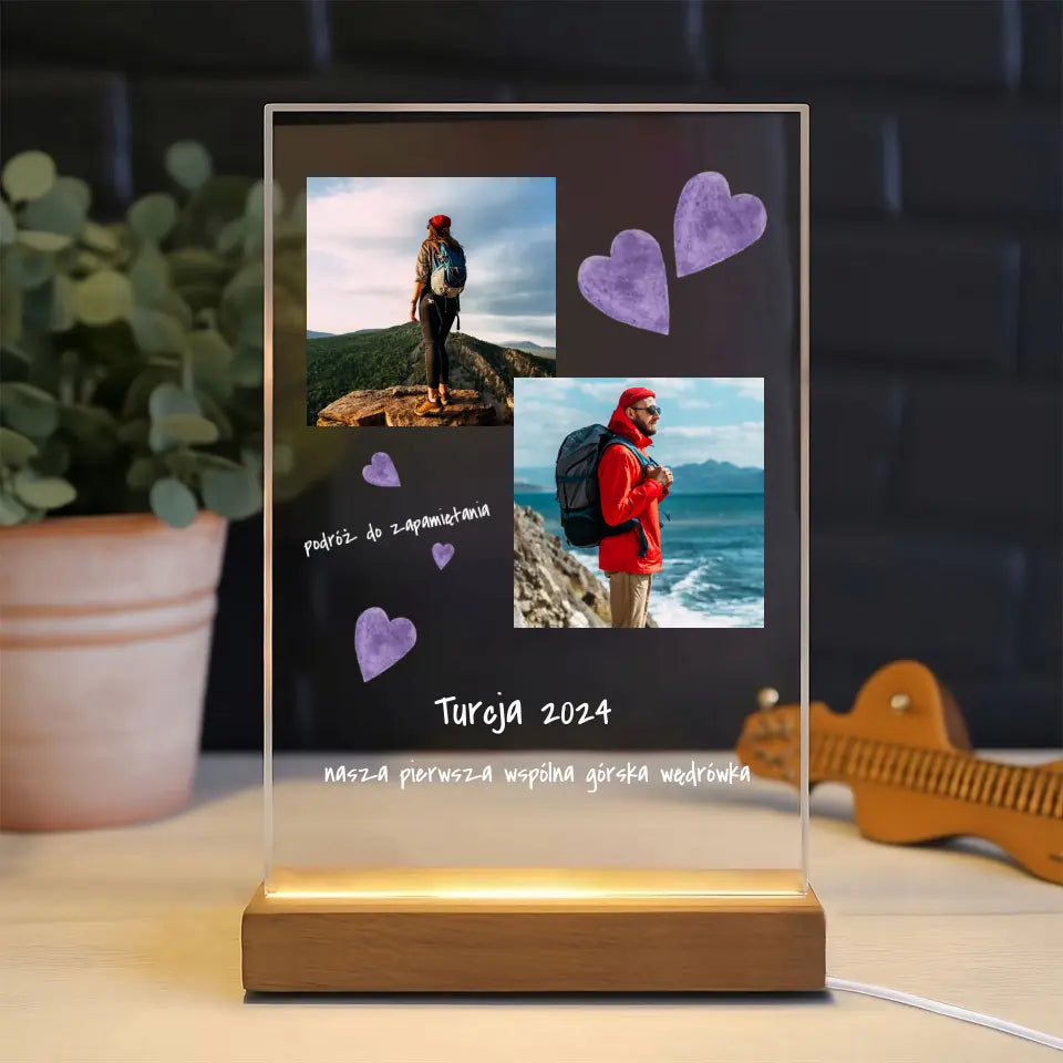Nasza pierwsza wspólna górska wędrówka - Druk na szkle, spersonalizowany prezent dla pary