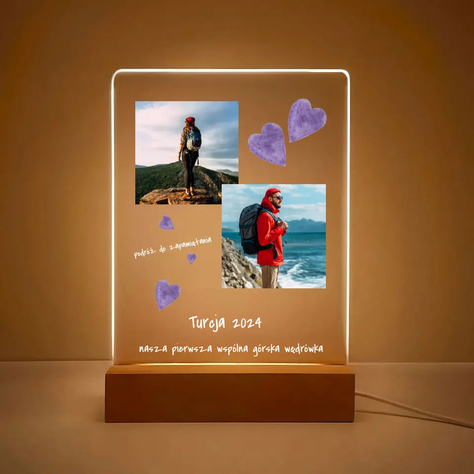Nasza pierwsza wspólna górska wędrówka - Druk na szkle, spersonalizowany prezent dla pary