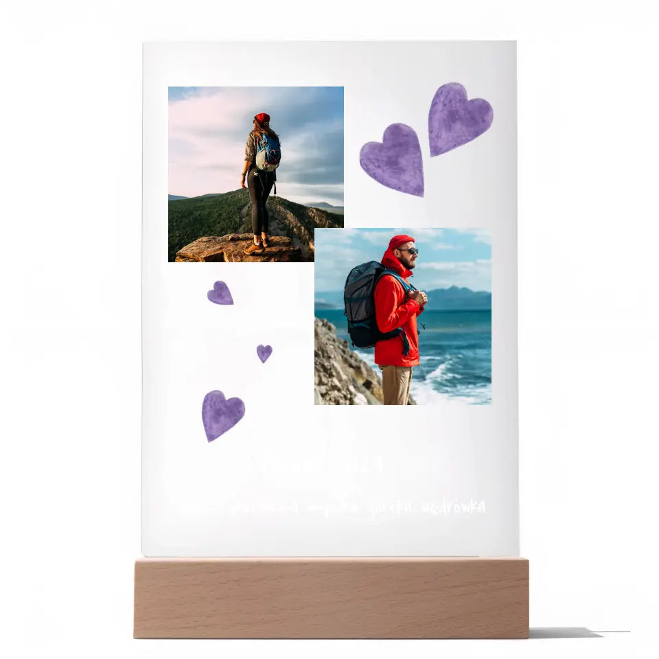 Nasza pierwsza wspólna górska wędrówka - Druk na szkle, spersonalizowany prezent dla pary