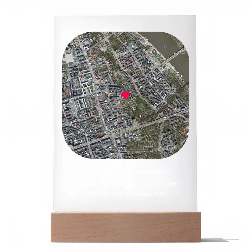 Nasza pierwsza randka (Półokrągły kwadrat) - Druk na szkle, personalizowany prezent dla pary