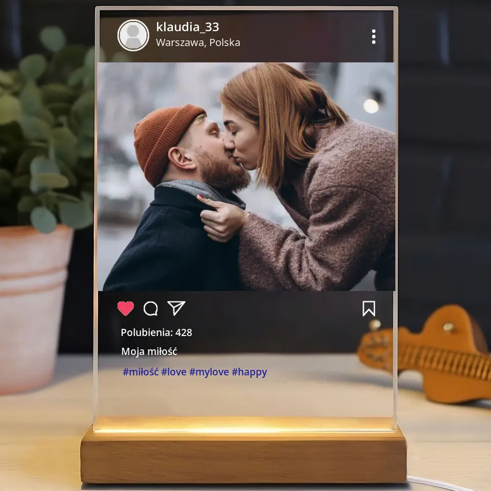 Moje szczęście - Druk na szkle, spersonalizowany prezent dla pary