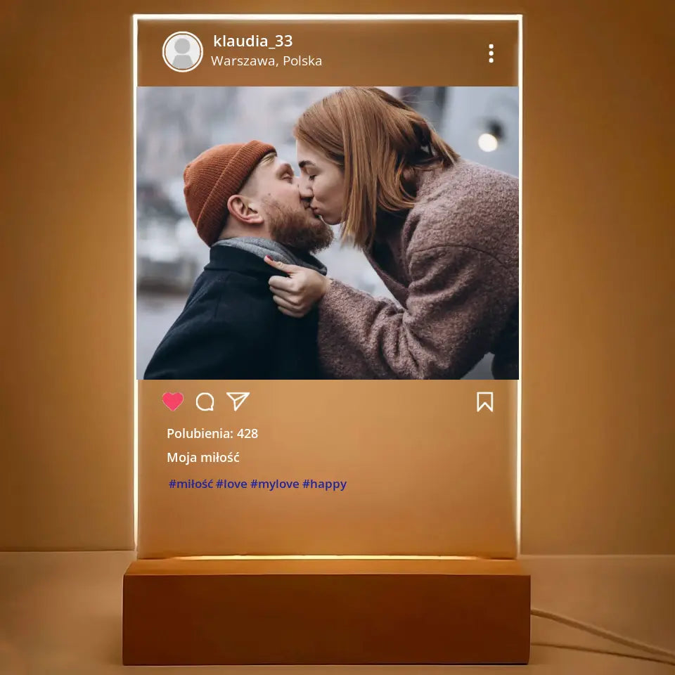 Moje szczęście - Druk na szkle, spersonalizowany prezent dla pary