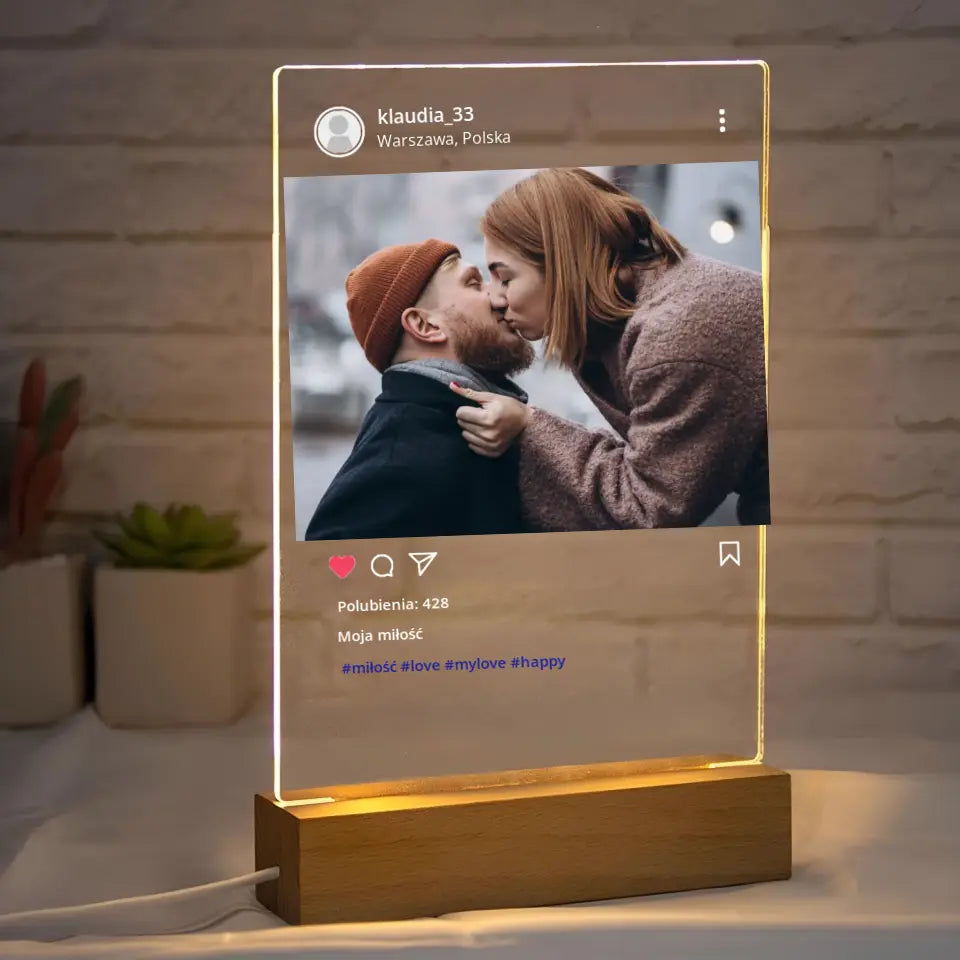 Moje szczęście - Druk na szkle, spersonalizowany prezent dla pary