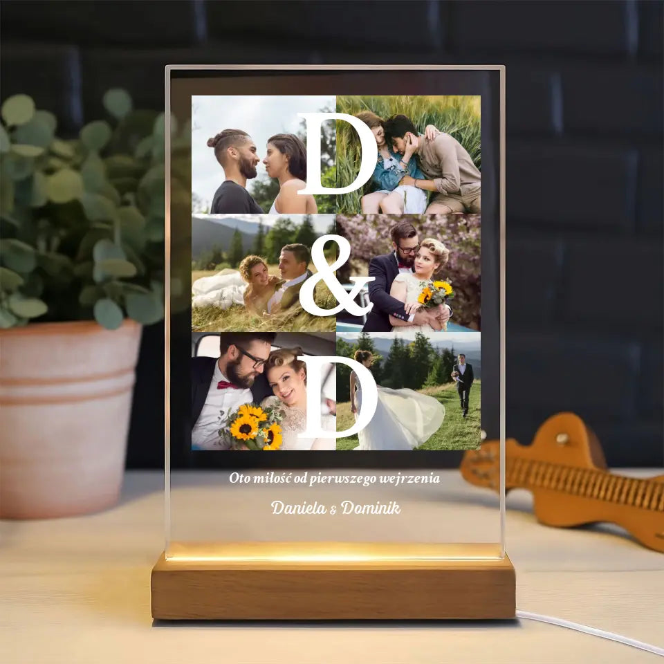 Miłość od pierwszego wejrzenia - Druk na szkle, spersonalizowany prezent dla pary