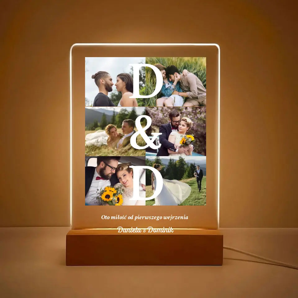 Miłość od pierwszego wejrzenia - Druk na szkle, spersonalizowany prezent dla pary