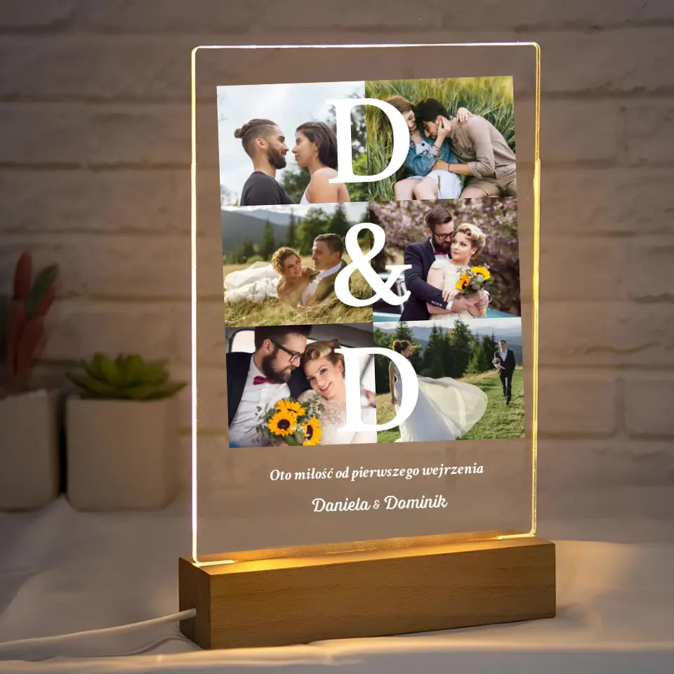 Miłość od pierwszego wejrzenia - Druk na szkle, spersonalizowany prezent dla pary