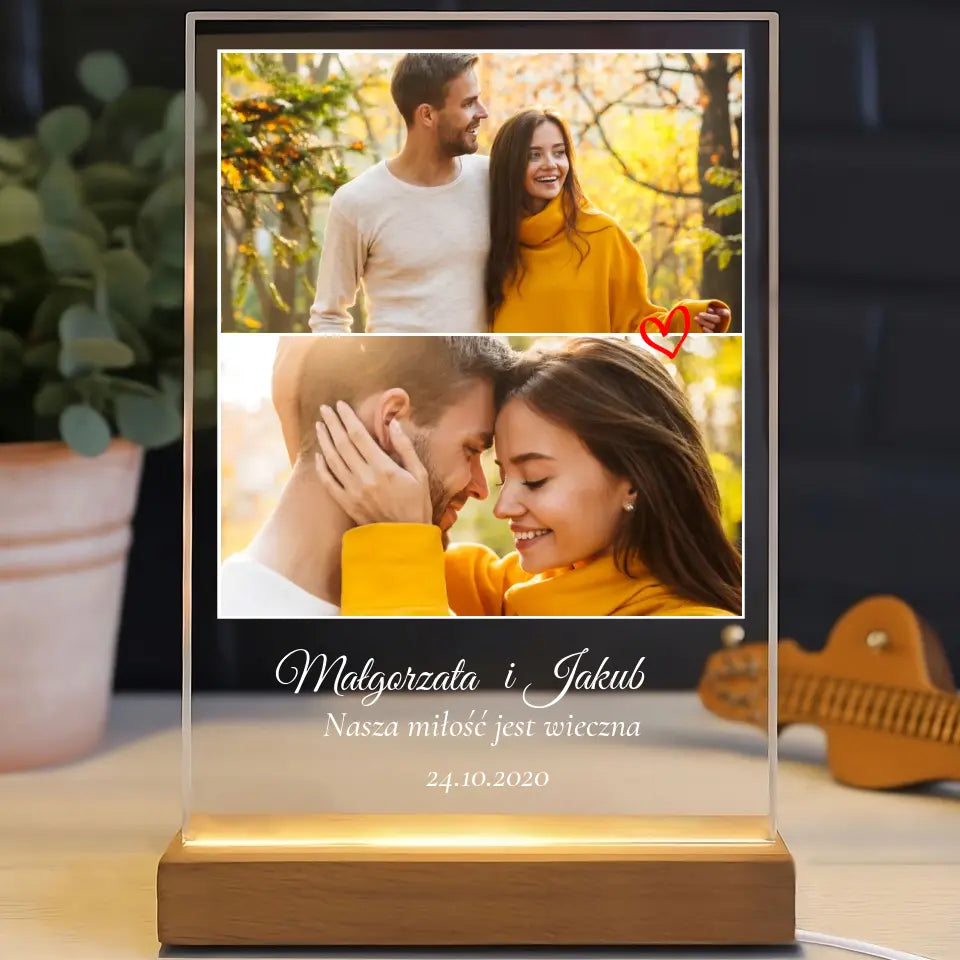 Nasza miłość jest wieczna - Druk na szkle, spersonalizowany prezent dla pary