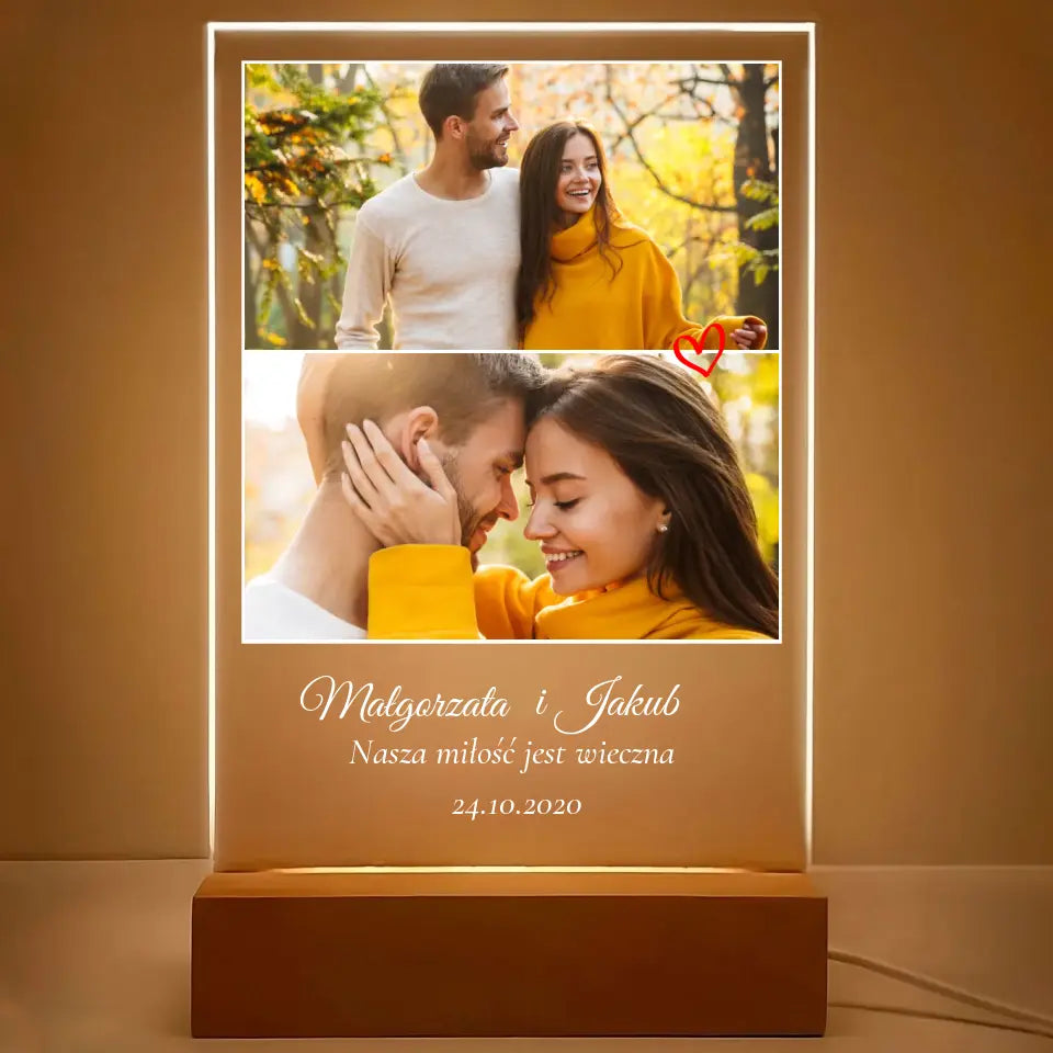Nasza miłość jest wieczna - Druk na szkle, spersonalizowany prezent dla pary