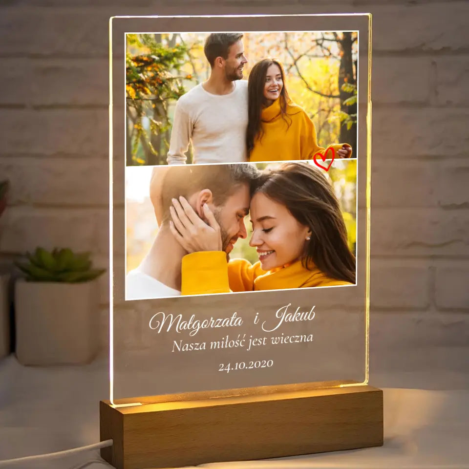 Nasza miłość jest wieczna - Druk na szkle, spersonalizowany prezent dla pary
