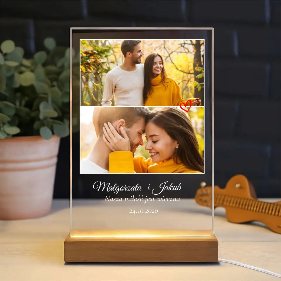 Nasza miłość jest wieczna - Druk na szkle, spersonalizowany prezent dla pary
