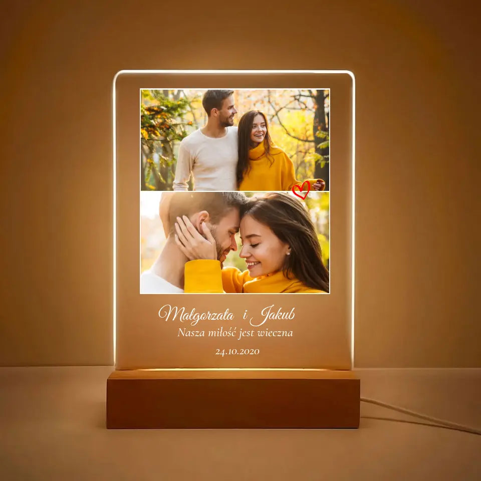 Nasza miłość jest wieczna - Druk na szkle, spersonalizowany prezent dla pary