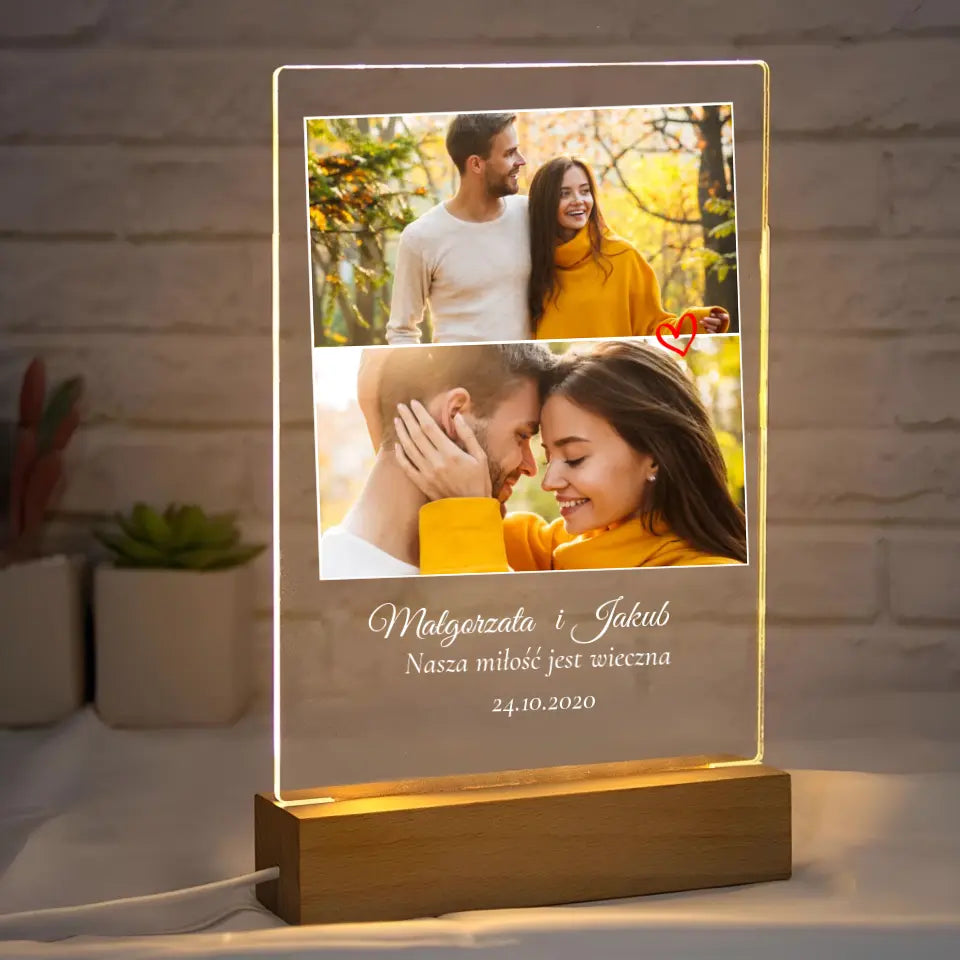 Nasza miłość jest wieczna - Druk na szkle, spersonalizowany prezent dla pary