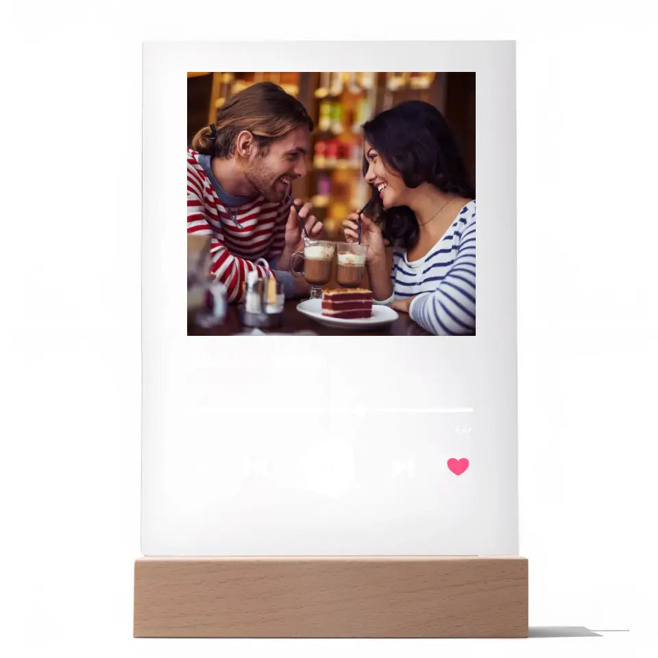 Spotify Love zdjęcie z napisem - Druk na szkle, spersonalizowany prezent dla pary