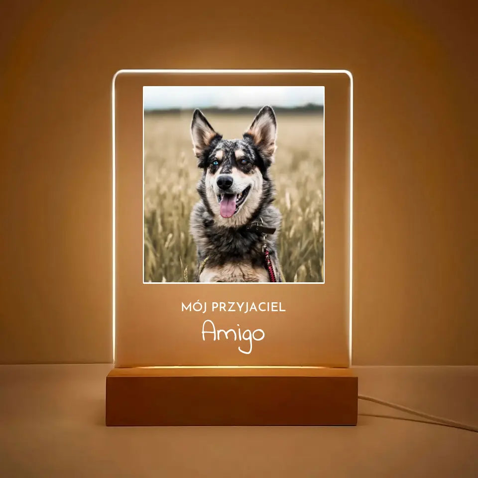 Zdjęcie psa z imieniem - Druk na szkle, spersonalizowany prezent