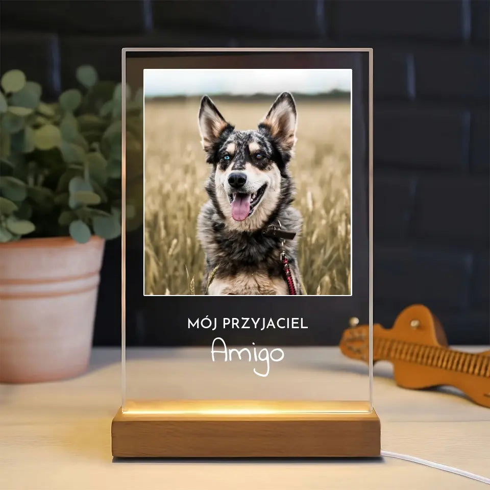 Zdjęcie psa z imieniem - Druk na szkle, spersonalizowany prezent