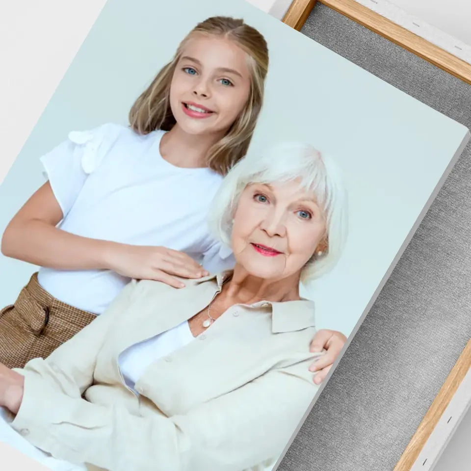 Babcia i wnuczka zdjęcie - druk na płótnie, spersonalizowany prezent dla babci