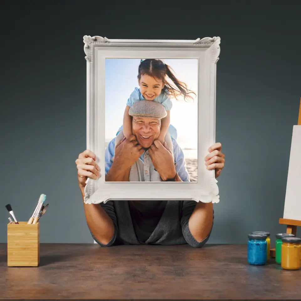 Dziadek i wnuczka zdjęcie - druk na płótnie, spersonalizowany prezent dla dziadka