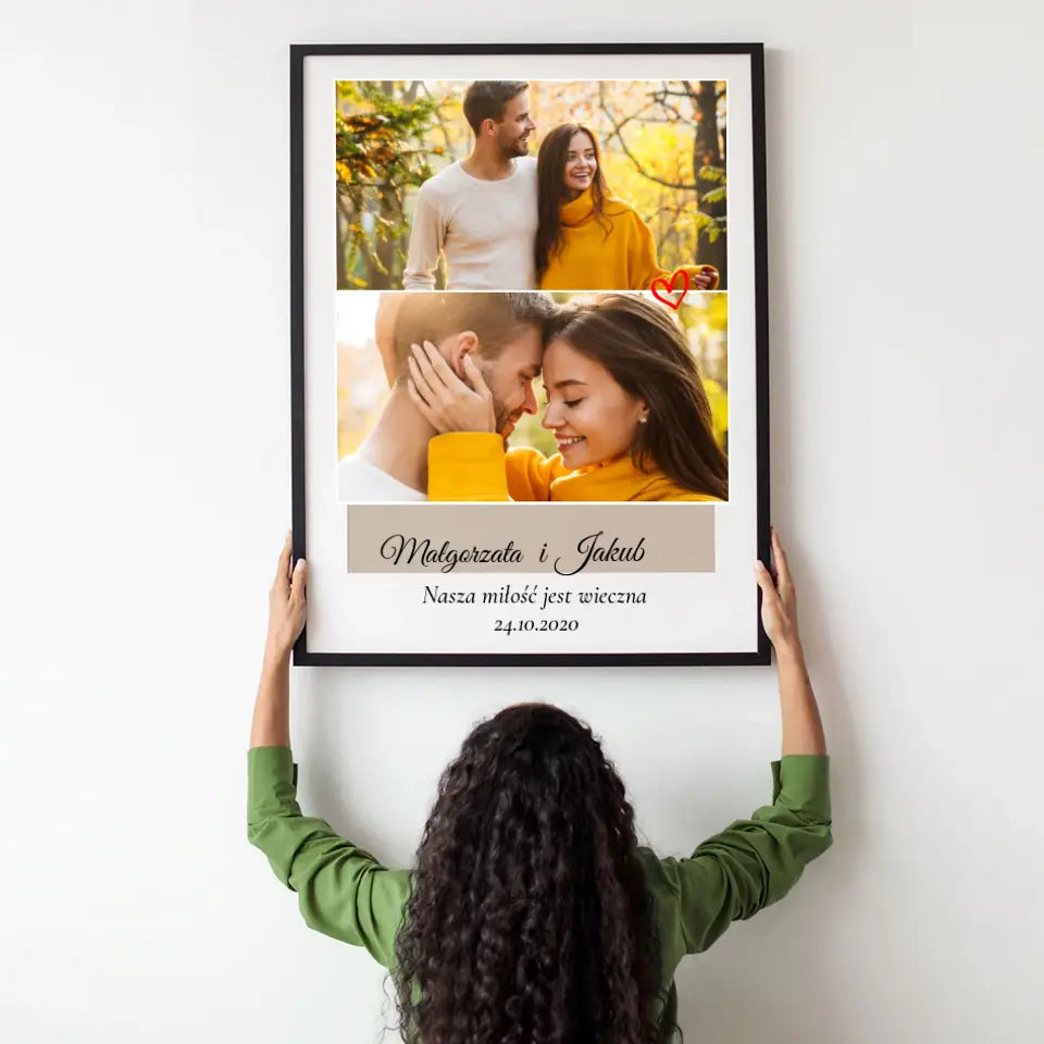 Nasza miłość jest wieczna - Druk na płótnie, spersonalizowany prezent dla pary