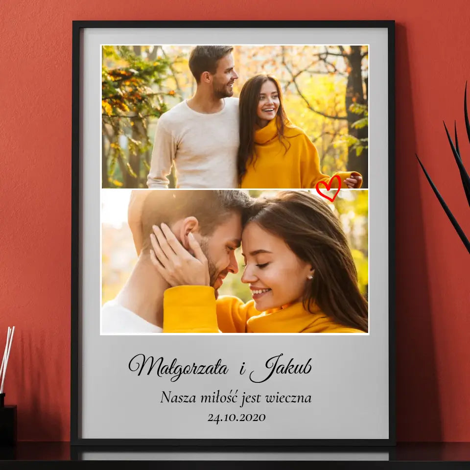 Nasza miłość jest wieczna - Druk na płótnie, spersonalizowany prezent dla pary