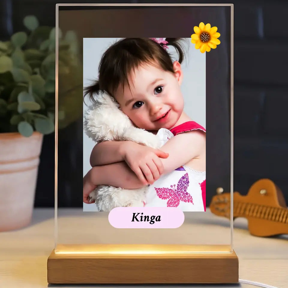 Zdjęcie dziecka z imieniem - Druk na szkle, spersonalizowany prezent dla dziadkow