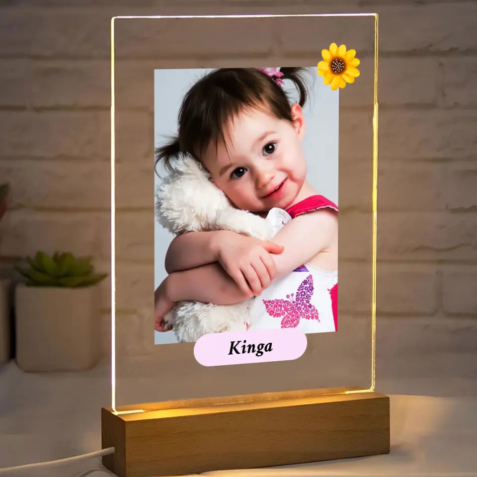 Zdjęcie dziecka z imieniem - Druk na szkle, spersonalizowany prezent dla dziadkow