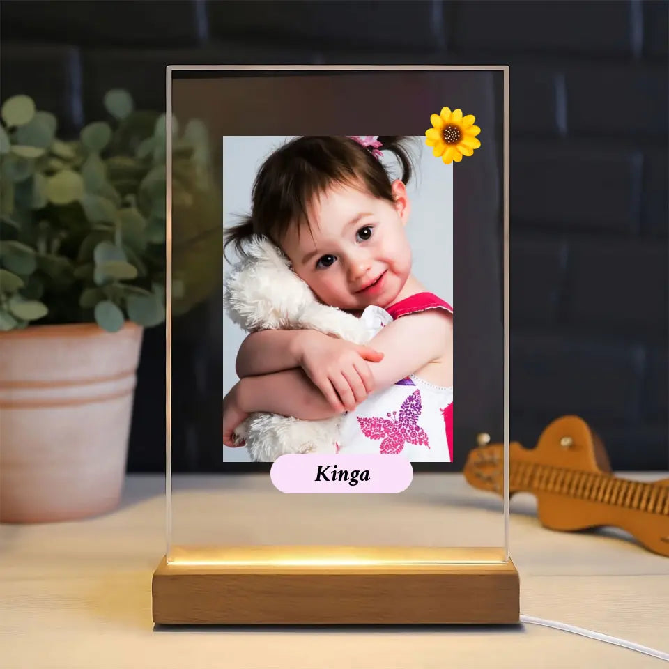 Zdjęcie dziecka z imieniem - Druk na szkle, spersonalizowany prezent dla dziadkow