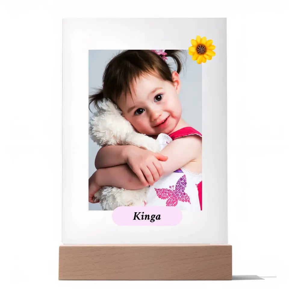 Zdjęcie dziecka z imieniem - Druk na szkle, spersonalizowany prezent dla dziadkow