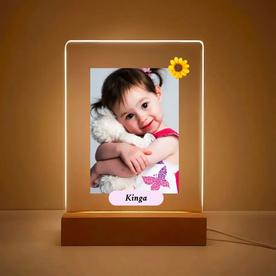 Zdjęcie dziecka z imieniem - Druk na szkle, spersonalizowany prezent dla dziadkow