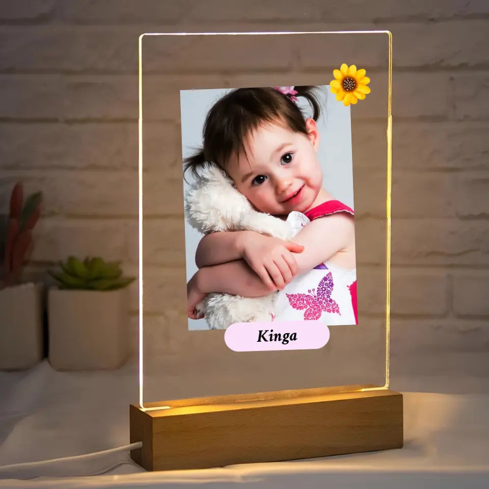Zdjęcie dziecka z imieniem - Druk na szkle, spersonalizowany prezent dla dziadkow