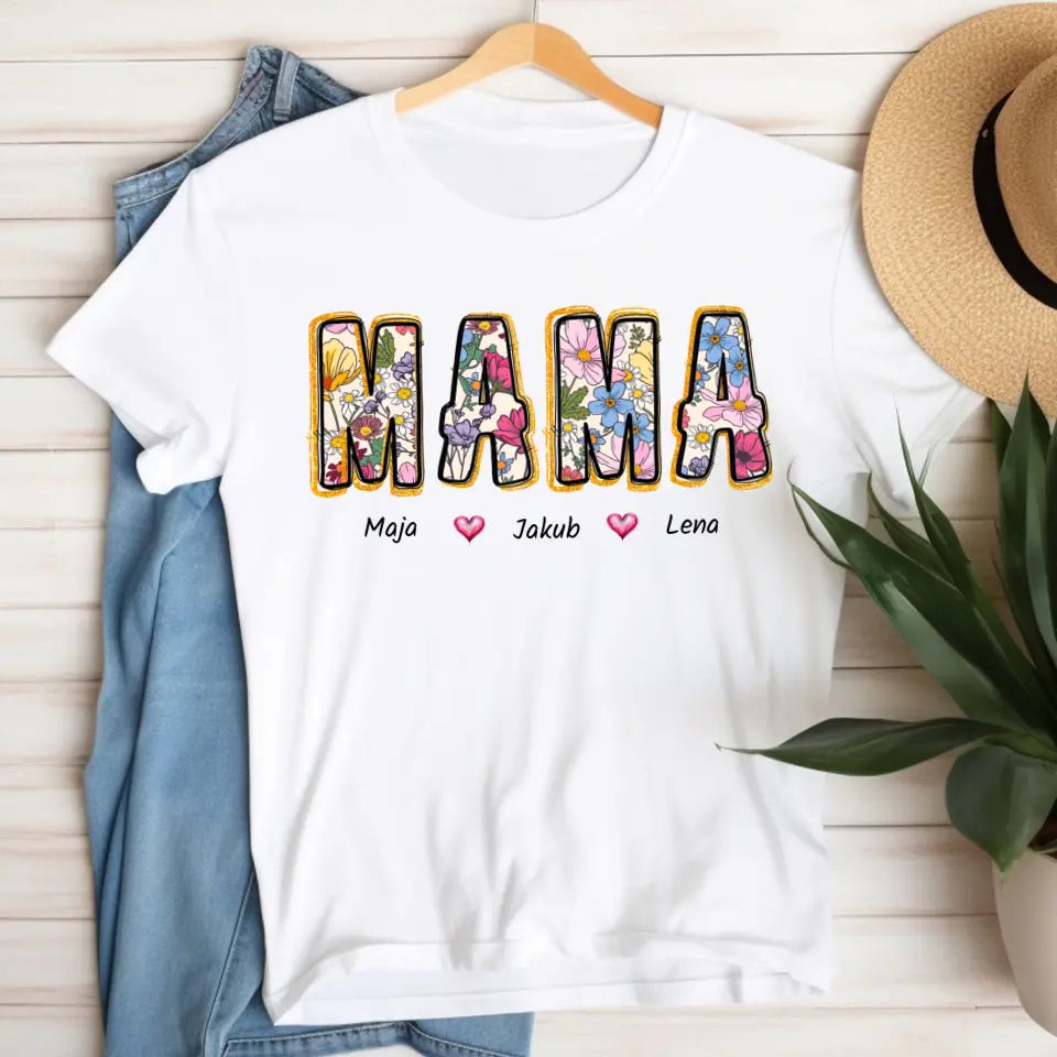 Mama z imionami dzieci - koszulka, wyjątkowy prezent dla mamy