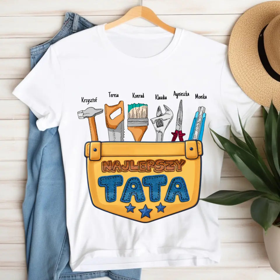 Najlepszy tata i jego pomocnicy - koszulka, wyjątkowy prezent dla taty