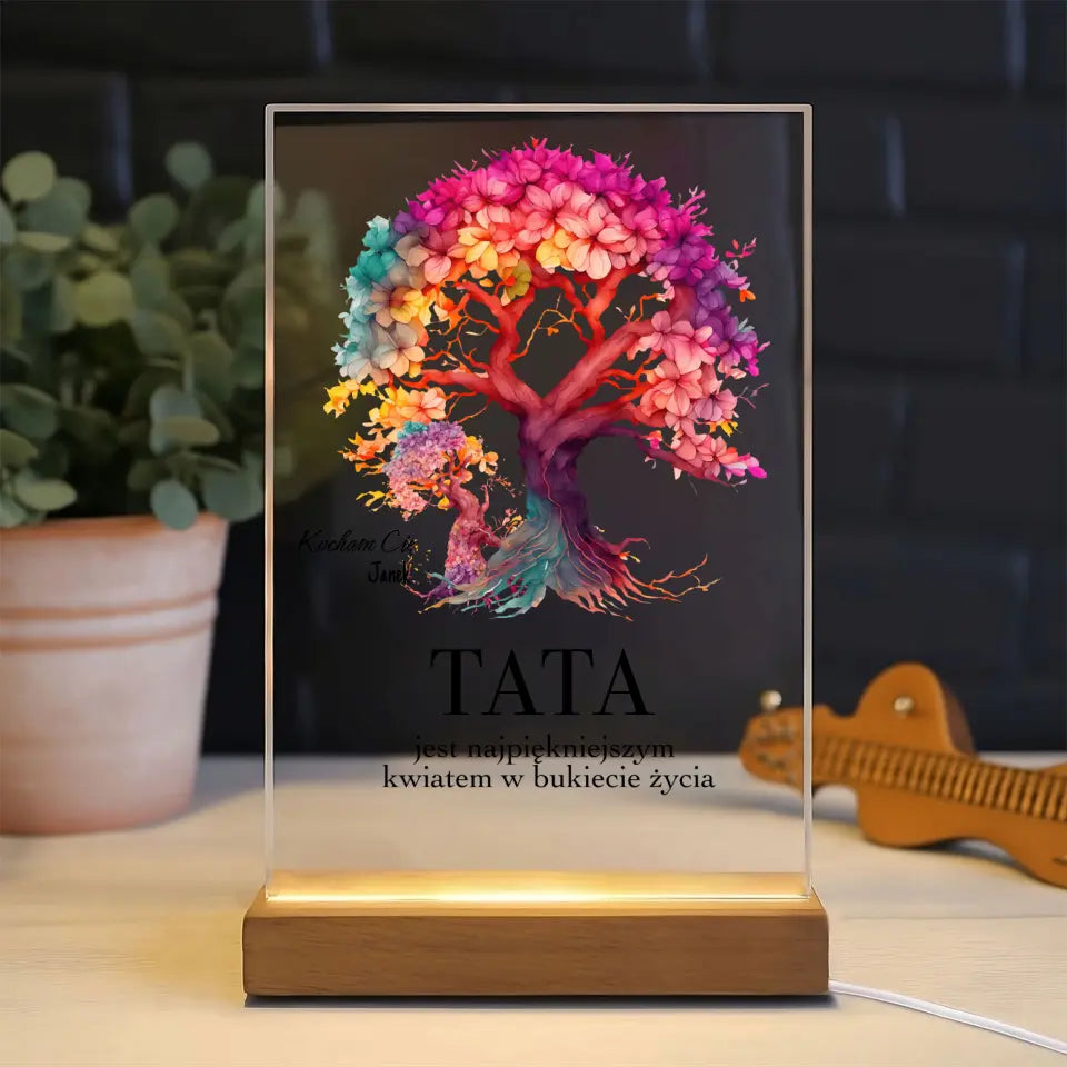 Tata jest najpiekniejszym kwiatem w bukiecie zycia - Druk na szkle, spersonalizowany prezent dla taty