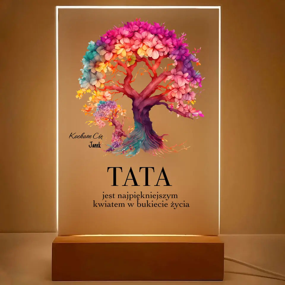Tata jest najpiekniejszym kwiatem w bukiecie zycia - Druk na szkle, spersonalizowany prezent dla taty