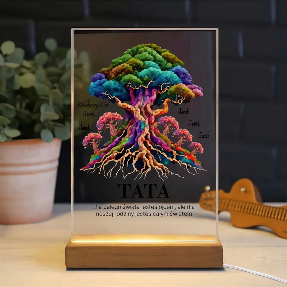 Dla całego świata jesteś ojcem, ale dla naszej rodziny jesteś całym światem - Druk na szkle, spersonalizowany prezent dla taty