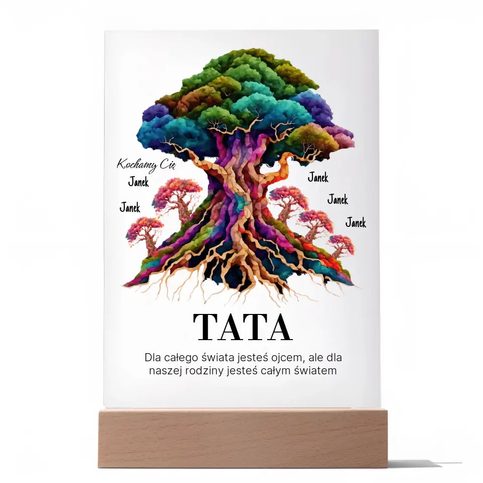 Dla całego świata jesteś ojcem, ale dla naszej rodziny jesteś całym światem - Druk na szkle, spersonalizowany prezent dla taty