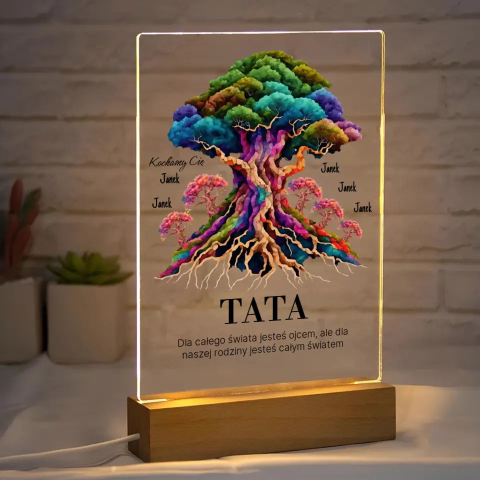 Dla całego świata jesteś ojcem, ale dla naszej rodziny jesteś całym światem - Druk na szkle, spersonalizowany prezent dla taty