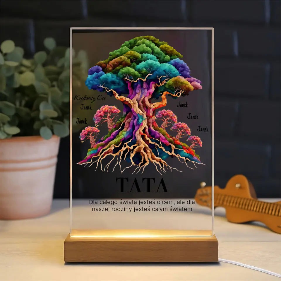 Dla całego świata jesteś ojcem, ale dla naszej rodziny jesteś całym światem - Druk na szkle, spersonalizowany prezent dla taty