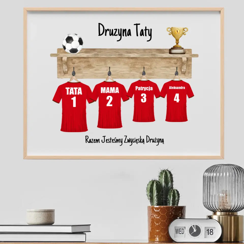 Drużyna piłkarska taty - Druk na płótnie, spersonalizowany prezent dla taty