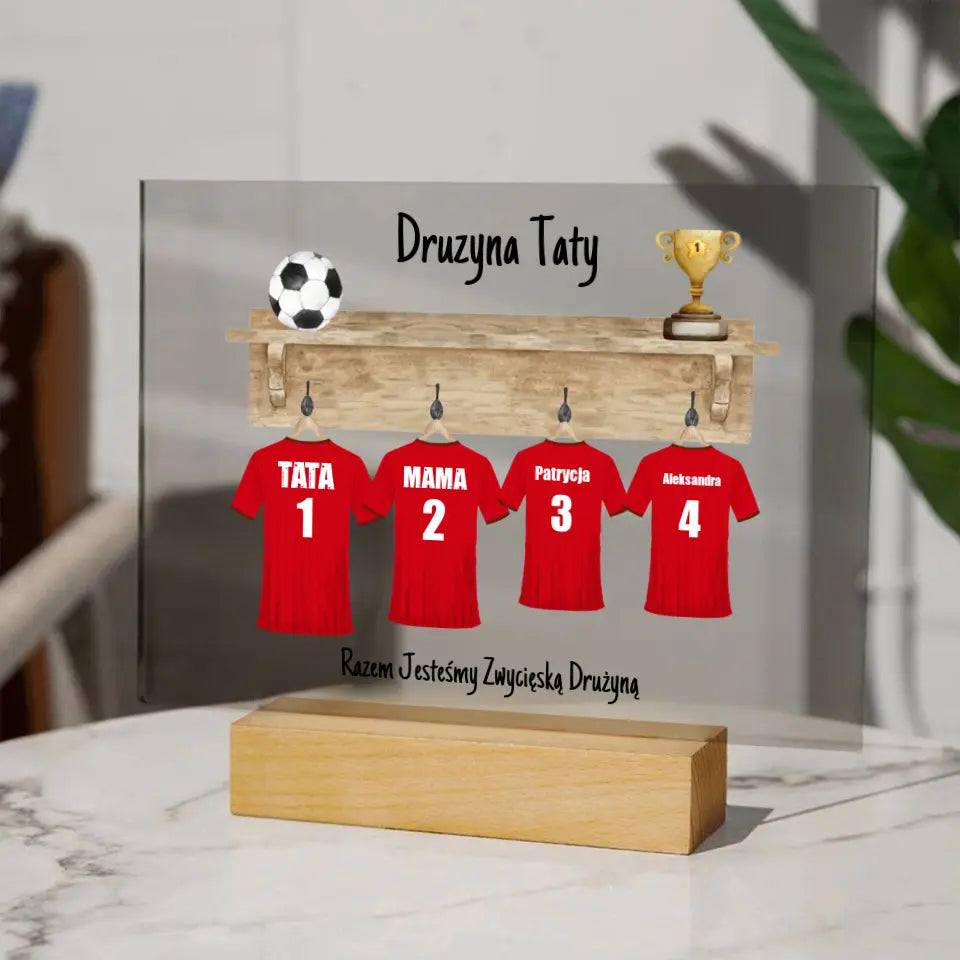 Drużyna piłkarska taty - Druk na szkle, spersonalizowany prezent dla taty