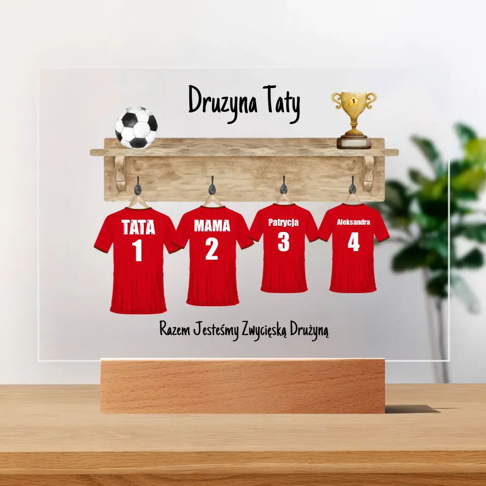 Drużyna piłkarska taty - Druk na szkle, spersonalizowany prezent dla taty