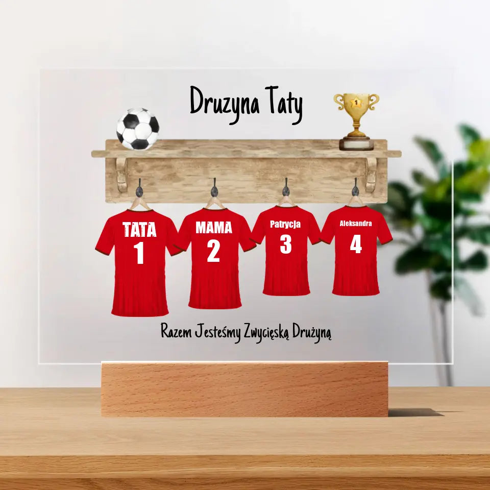 Drużyna piłkarska taty - Druk na szkle, spersonalizowany prezent dla taty