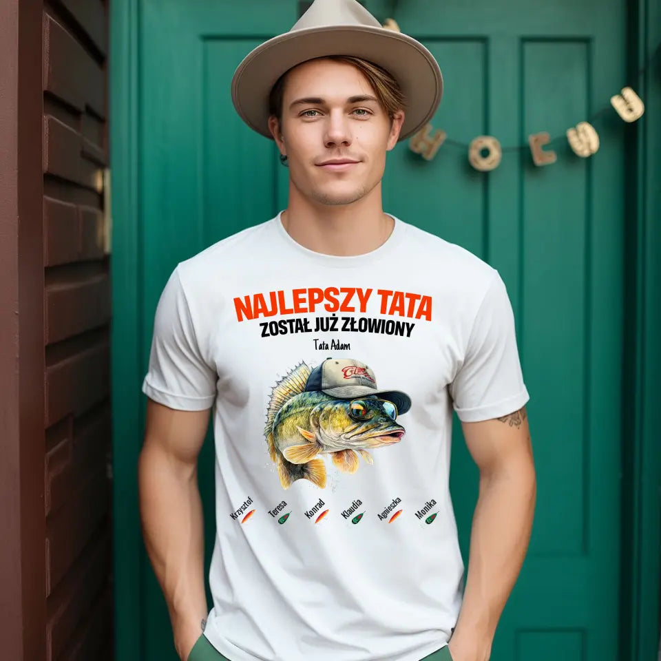 Najlepszy tata został już złowiony (bez tła) #2 - koszulka, wyjątkowy prezent dla taty
