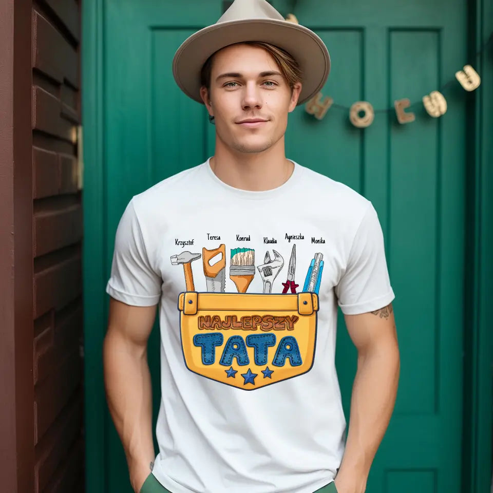 Najlepszy tata i jego pomocnicy - koszulka, wyjątkowy prezent dla taty