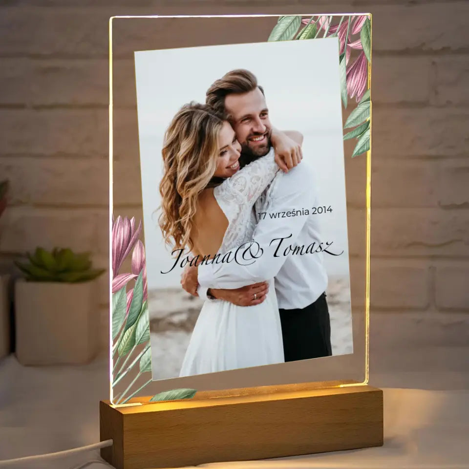 ROCZNICA ŚLUBU (kolorowe zdjęcie) - Druk na szkle, spersonalizowany prezent dla pary