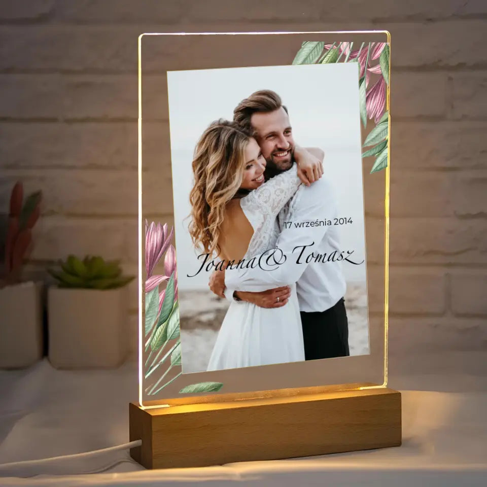 ROCZNICA ŚLUBU (kolorowe zdjęcie) - Druk na szkle, spersonalizowany prezent dla pary