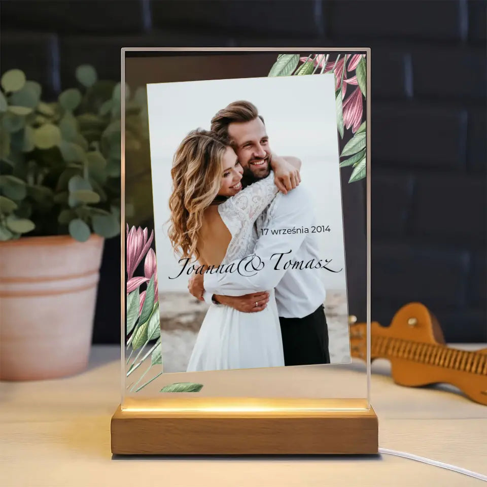 ROCZNICA ŚLUBU (kolorowe zdjęcie) - Druk na szkle, spersonalizowany prezent dla pary