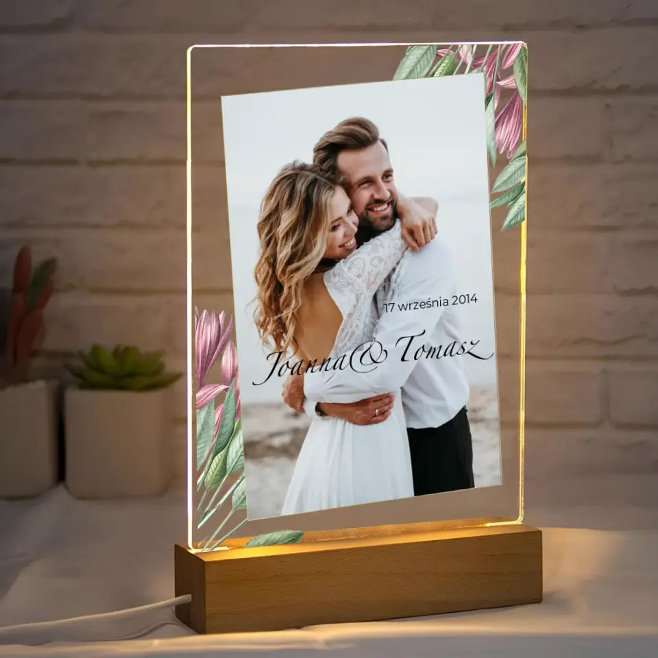 ROCZNICA ŚLUBU (kolorowe zdjęcie) - Druk na szkle, spersonalizowany prezent dla pary