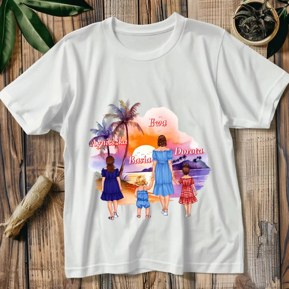 Mama i córki 2-4 osób (Lato) - Spersonalizowana koszulka dla mamy
