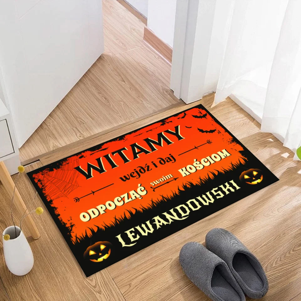Mata na Halloween - Spersonalizowany dywanik pod drzwi
