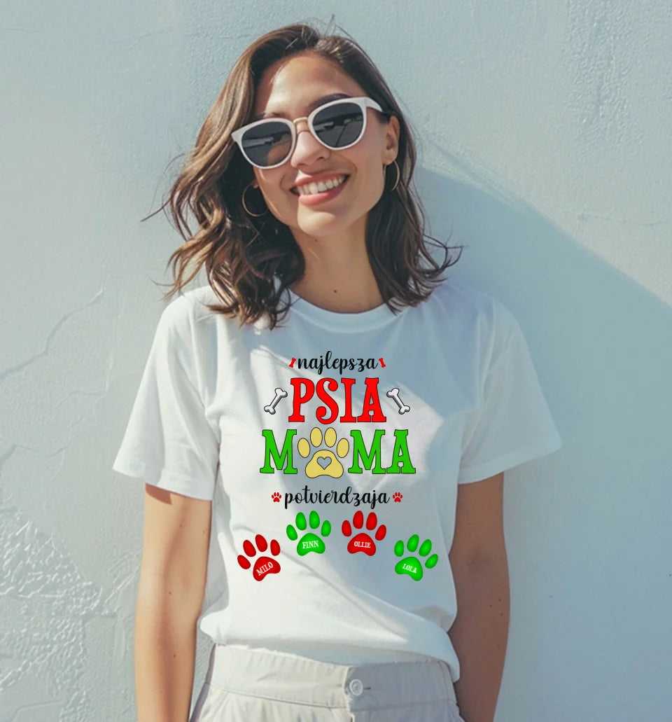 Najlepsza PSIA MAMA - koszulka, wyjątkowy prezent dla mamy